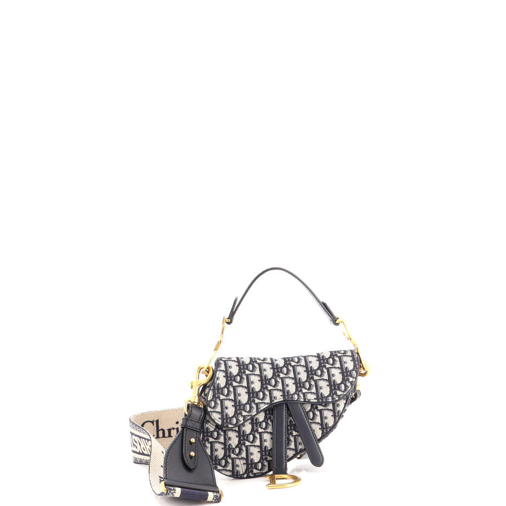 Christian Dior Mini Saddle Handbag with Strap Oblique Canvas